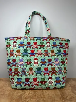 Vera Bradley Toasty Teddies Essential Grand Tote Quilted Cotton Teddy Bear Bag thumbnail 4