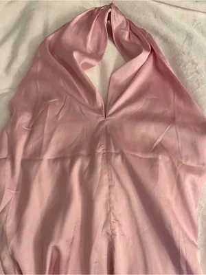 Boohoo Size 10 Pink Satin halter Mini Dress Backless Sleeveless Party Slip thumbnail 4