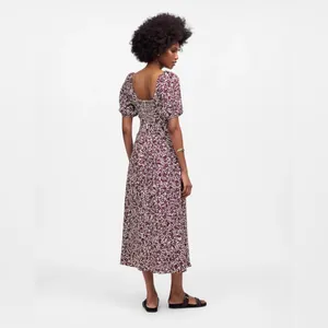 NWT Madewell Puff Sleeve Sweetheart Midi Dress in Floral 4 need left arm elastic thumbnail 4