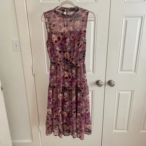 Lulus Mauve Floral Mock Neck Midi Dress thumbnail 4