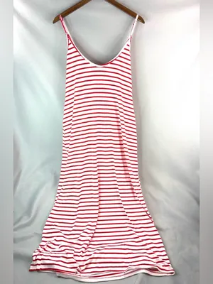 Zanzea M Red and White Striped Sleeveless Maxi Dress NEW thumbnail 2
