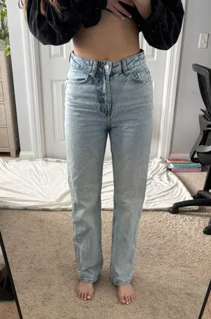 ZARA High Rise Straight Leg Jeans thumbnail 1