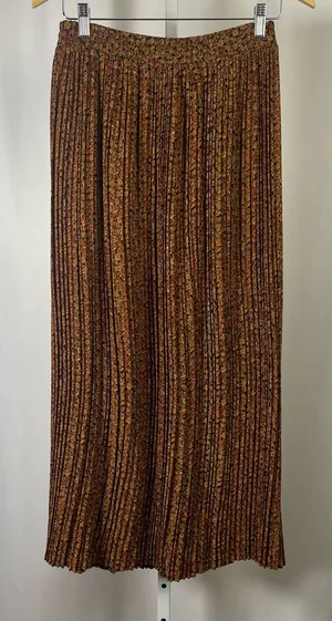 Vintage Medium Earthy Tones Pleated Maxi Skirt Artsy Boho Fruit Print thumbnail 1
