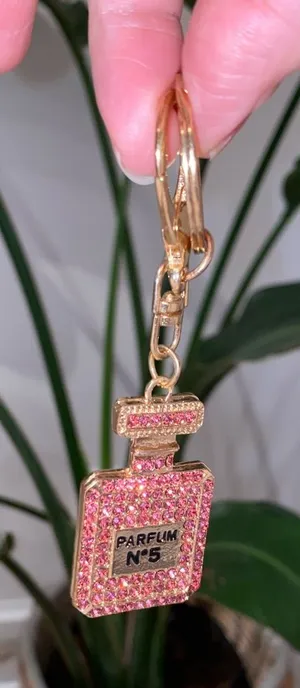 Sparkling Pink Parfum No. 5 Bottle Keychain thumbnail 1