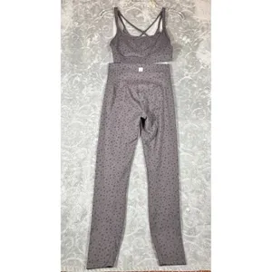 Vuori Womens Small Long Legging and Yosemite Bra Matching Set Chia Stucco Print thumbnail 4