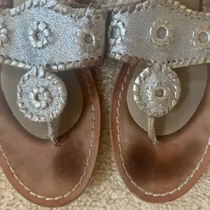 Jack Rogers Jacks Flat Sandal in Shiny Silver & Gold thumbnail 7
