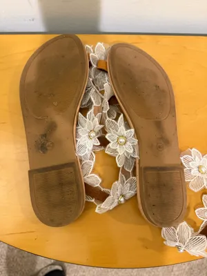 Lace Floral Pearl Embellished Women’s Sandals thumbnail 3