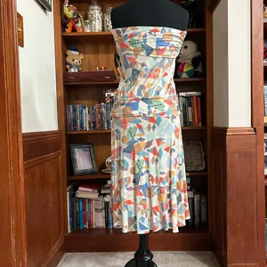LaRok Strapless Silk Midi Dress Multiple Size L thumbnail 4