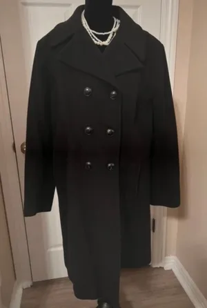 Anne Klein Vintage black wool blend fall trench coat thumbnail 1