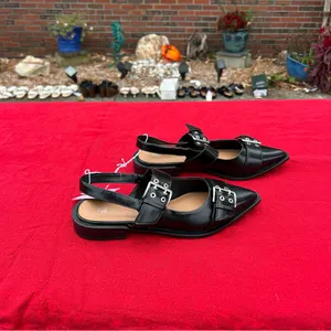 Size 8 Peyton Double Buckle black Slingback Flats by wild fable‎ alt thumbnail 4
