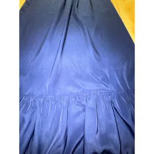 Navy Blue Strapless Ruffle Hem Satin Like Maxi‎ Dress Women Size M L thumbnail 2
