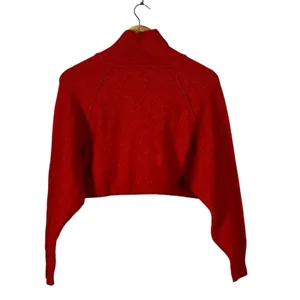Urban Outfitters Cropped Turtleneck Marl Knit Sweater Red Modern Edgy Size S thumbnail 4