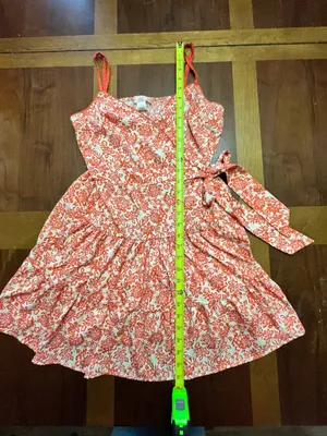 Orange and White Floral Mini Sundress Size Small thumbnail 7