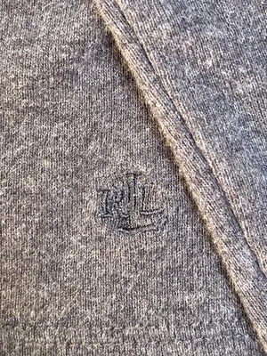 Lauren Ralph Lauren Shawl Collar 100% Cotton Sweater Heathered Gray Preppy M thumbnail 6
