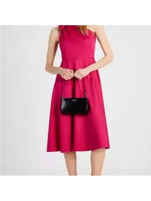 Kate Spade Poplin One-shoulder Sabrina Dress Color Rosa Plum Size 6 NEW thumbnail 5