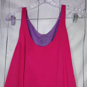 Faded Glory Women's Pink and Purple Asymmetrical Layerd 80's Style Top thumbnail 3