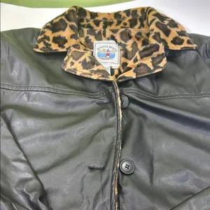 Leopard Print Lined Black Bomber Jacket Size L thumbnail 7