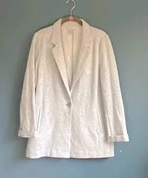 Ann‎ Taylor LOFT light, gray cardigan, blazer like sweater women's size S thumbnail 1