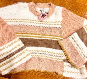 Sincerely Jules super trendy ombré cropped cable knit, sweater 100% cotton XL thumbnail 4