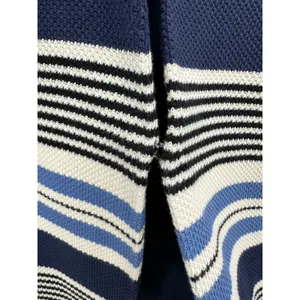 Anne Klein Tweed Jacket Women 4 Blue Black‎ Striped Open Front Tulip Hem Blazer thumbnail 7