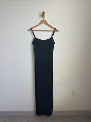 Vintage City Triangles Black Rhinestone Strap Maxi Dress Y2K Small thumbnail 5