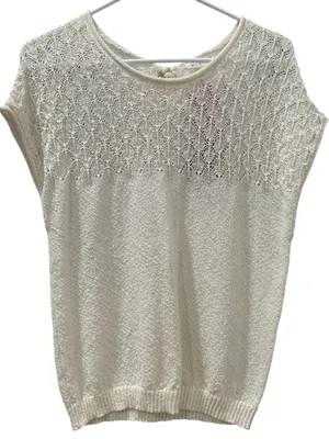 Blu Pepper Eyelet Yolk Short Sleeve Sweater Size Medium thumbnail 7