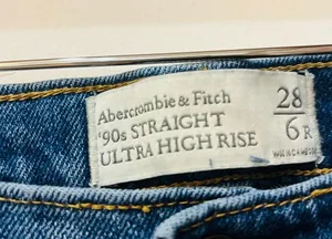 Abercrombie and Fitch 90's straight ultra high rise jeans Distressed sz 28 6 thumbnail 3
