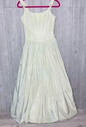 Jessica McClintock gunne sax light green jeweled tanktop fit & flair silky dress thumbnail 1