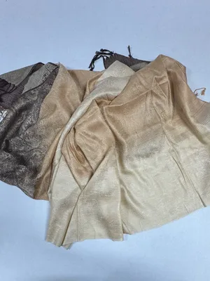 Gold and Black Paisley Pashmina Shawl With Fringes - 71" x 28"‎ - NEW In Bag. thumbnail 16