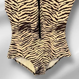 WET Zebra Stripe Long Sleeve Thick One Piece Bathing Suit nwt thumbnail 2
