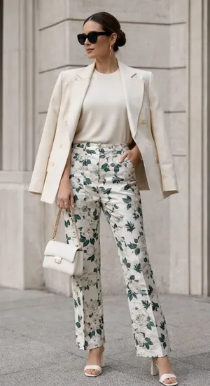Anthropologie En Saison Floral Jacquard straight Trousers Sz S Women’s Pants NWT thumbnail 1