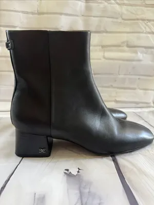Sam Edelman Paige Black Leather Square-Toe Ankle Boots thumbnail 6