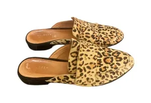 Halogen Violet Leopard Calf Hair Mules Size 8.5M thumbnail 1