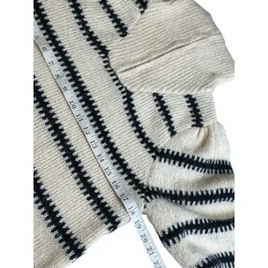 Pieces Womens Striped Quarter‎ Zip Sweater Dress Cream Black S Balloon Sleeve thumbnail 6