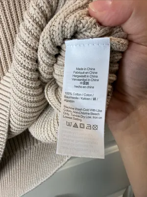 J.Crew Sweater Roll-Neck Cotton Knit Beige S thumbnail 4