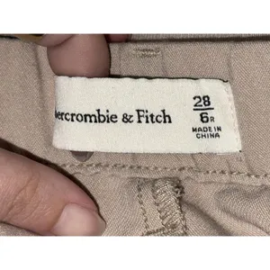 Abercrombie & Fitch Khaki Pleated High Waisted Straight Trousers Pants Size 28 6 thumbnail 4