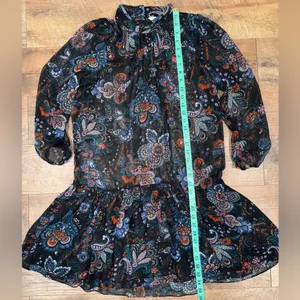 Veronica Beard Sheer Outer Layer Black and Red Floral Dress thumbnail 13