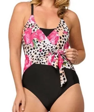 NWT Size 8 Women's‎ One Piece Animal Print & Floral Swimsuit by Noon Swim thumbnail 1