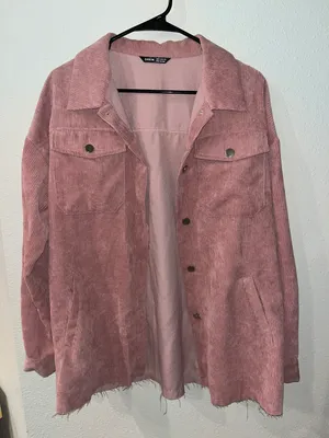 SheIn Pink Corduroy Shacket thumbnail 2