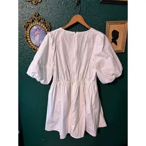 Madewell Puff Sleeve White Mini Dress Sz 0 thumbnail 2