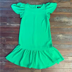 DKNY Kelly Green Drop Waist Flutter Sleeve Ruffle Hem Dress Size 2 💚🍄 thumbnail 7