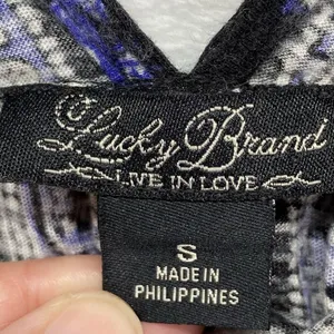 Lucky Brand top Womens S Short Sleeve Peasant Blue Print floral - flaw‎ thumbnail 4