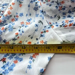 Hello Molly blue Floral Tiered Cutout Dress long sleeve flowy babydoll XS thumbnail 7