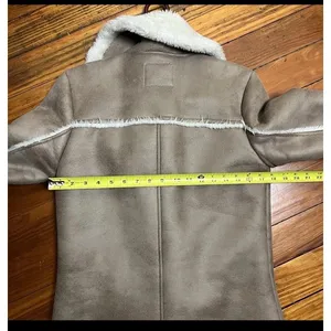 Vintage Y2K Abercrombie Fitch Jacket Womens Small Brown Suede Sherpa Fur 2000's thumbnail 10