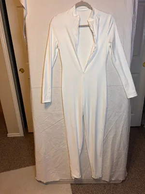 White Zip-Front Jumpsuit – Size Small thumbnail 4