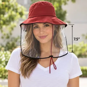 Jeff & Aimy wide brim sun bucket hat with detachable face shield thumbnail 1