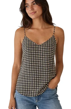 Banana Republic Elephant Print Cami Top Black Cream Size S thumbnail 1
