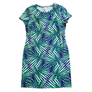 Old Navy NWOT Green Palm‎ Leaf Tropical Knit T-Shirt Dress Navy Blue 511900-09 L thumbnail 2