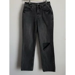 Good American Good‎ 90s Chic Relaxed Jeans Washed Black Single Knee Slash 2/26 thumbnail 4