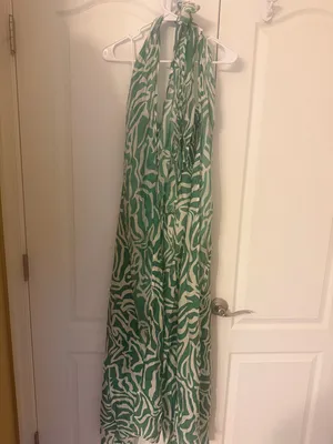 Very Classy Green Zebra-Print Halter Wide-Leg back less Jumpsuit by Lime Lush! thumbnail 5